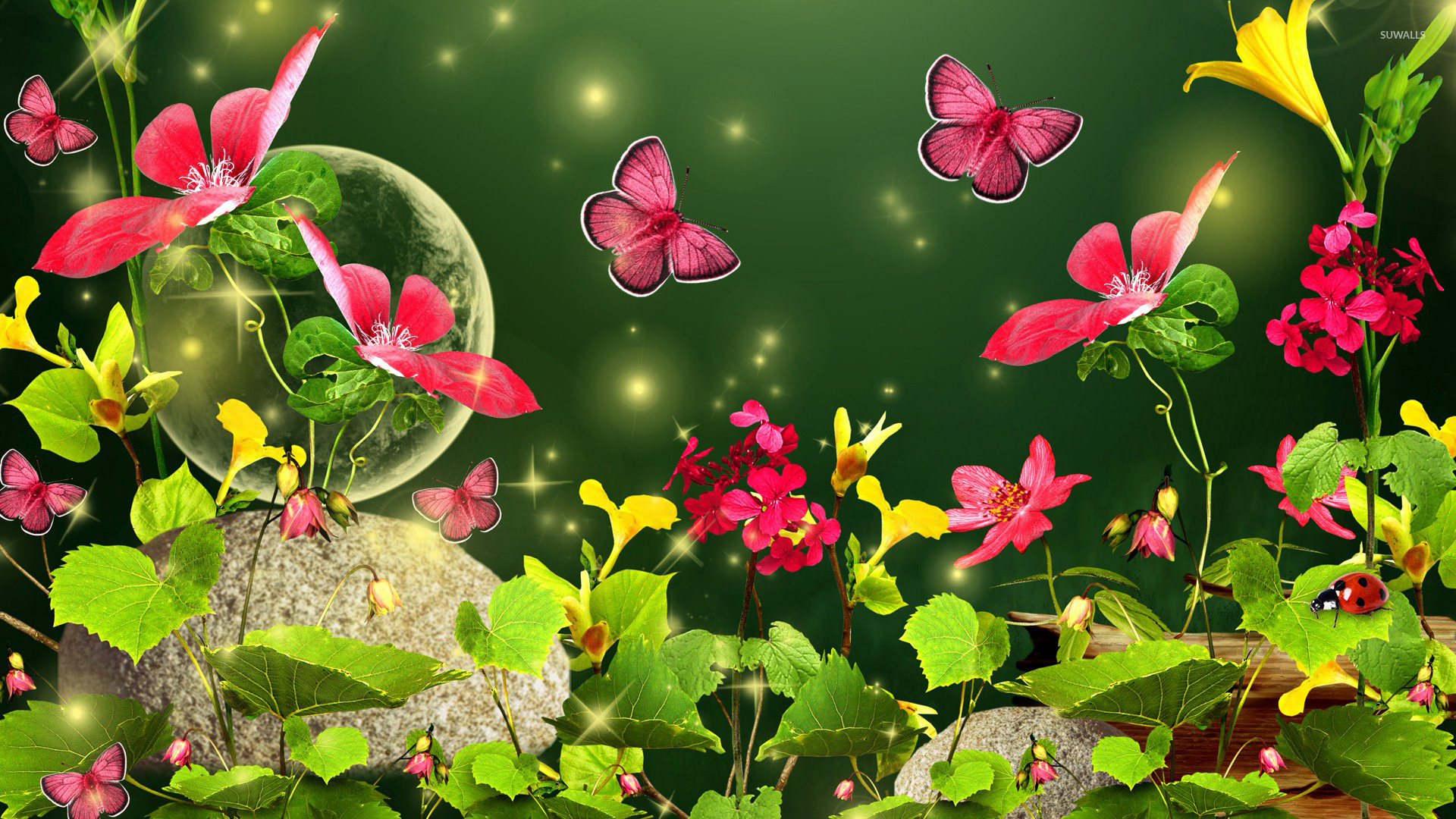 Живые бабочки с цветами. Сказочные цветы. Бабочка на цветке. Яркие цветы. Красивые сказочные цветы.