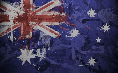 Flag of Australia with paint drops Wallpaper