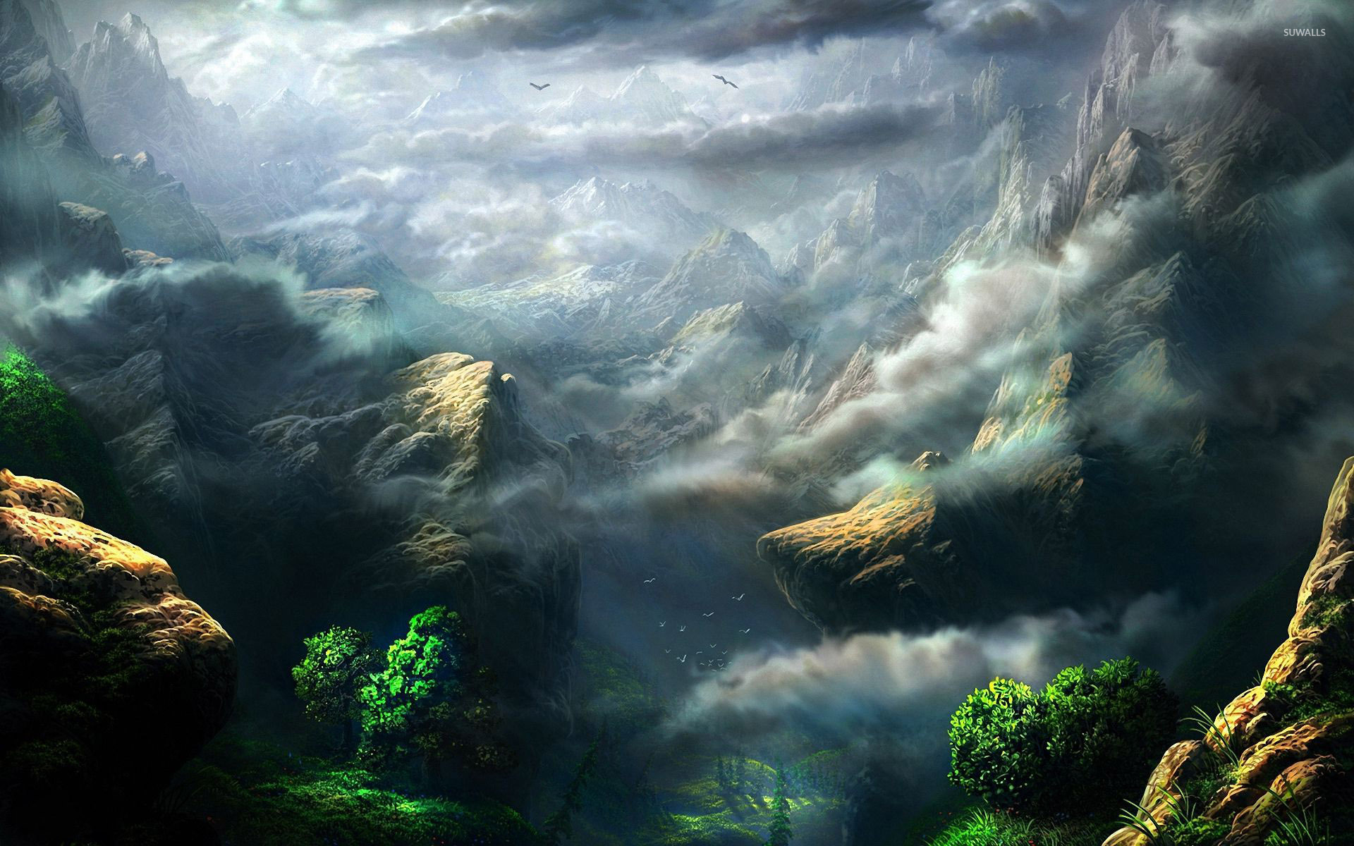 Fog rising from the foggy mountains wallpaper - Digital Art wallpapers