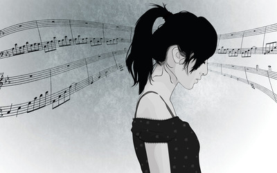 Girl in love with music wallpaper