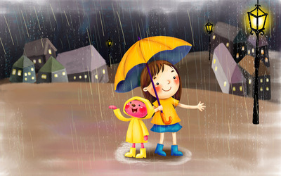 Girl in the rain Wallpaper