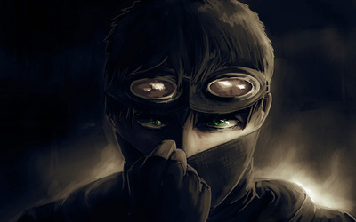 Green eyed man with mask wallpaper