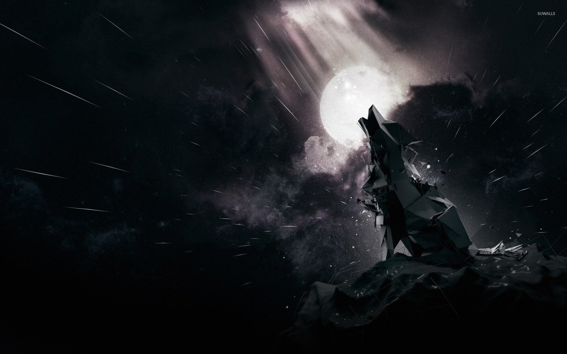 black wolf howling wallpaper