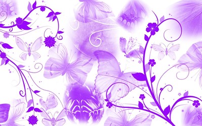 Purple butterflies and swirling flowers wallpaper