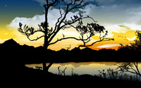 Sunset by the lake wallpaper 1920x1200 jpg