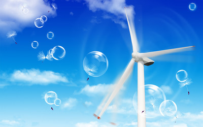 Windmill and bubbles wallpaper