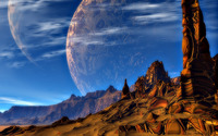 Amazing planets above the canyon wallpaper 1920x1200 jpg