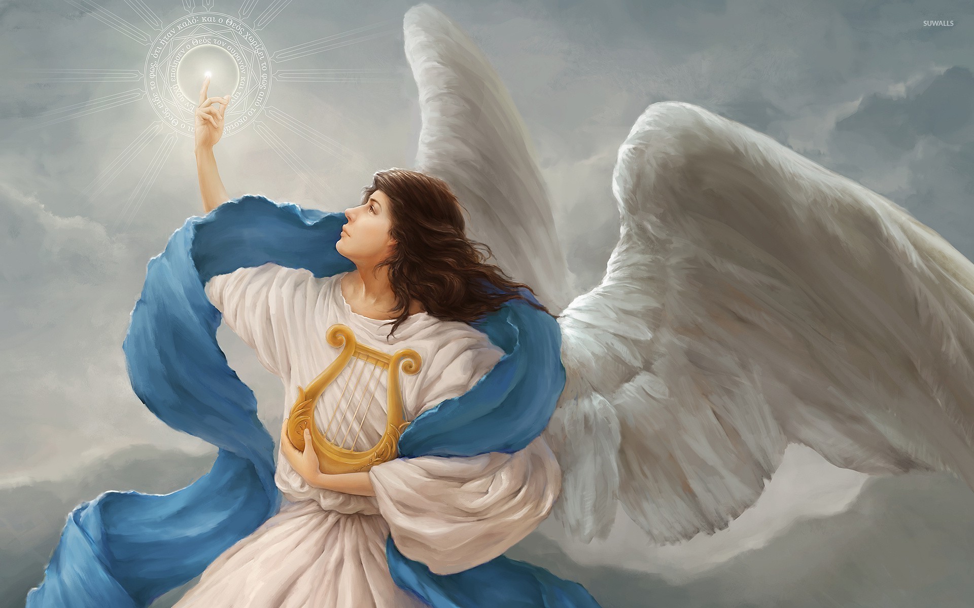Saint Gabriel The Archangel, Anime Version With Clouds In Background,  Illustration, Generative Ai Stock Photo, Picture and Royalty Free Image.  Image 208538214.