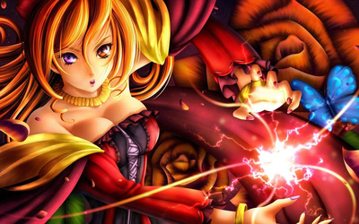 Blonde witch casting a spell Wallpaper
