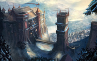 Castle in the snowy mountains wallpaper 2880x1800 jpg