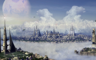 City in the  clouds Wallpaper