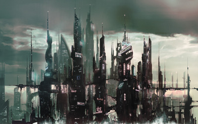 Cyberpunk asian city wallpaper