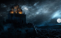 Dark castle on the coast wallpaper 1920x1080 jpg