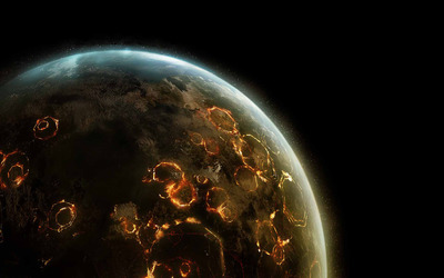 Explosions on the planet wallpaper