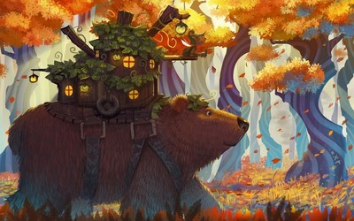 Fairy house on a bear wallpaper