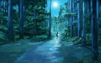 Girl through the moonlit forest wallpaper 1920x1080 jpg