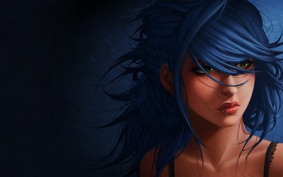 Girl with blue hair wallpaper