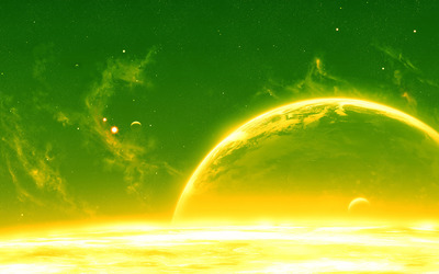Glowing green planet wallpaper