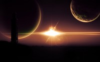 Glowing star and planets in the sky wallpaper 2560x1440 jpg