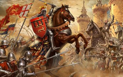 Knights in the battle wallpaper