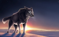 Magical wolf at sunset wallpaper 1920x1080 jpg
