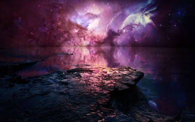 Nebula reflected in the lake wallpaper