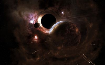 Planet and black hole wallpaper