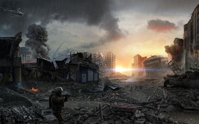 Post-apocalyptic city wallpaper