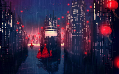 Rainy city wallpaper
