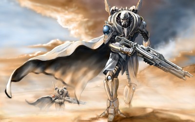 Robot soldiers in the desert Wallpaper