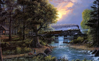 Steam locomotive thorugh the forest wallpaper 1920x1080 jpg