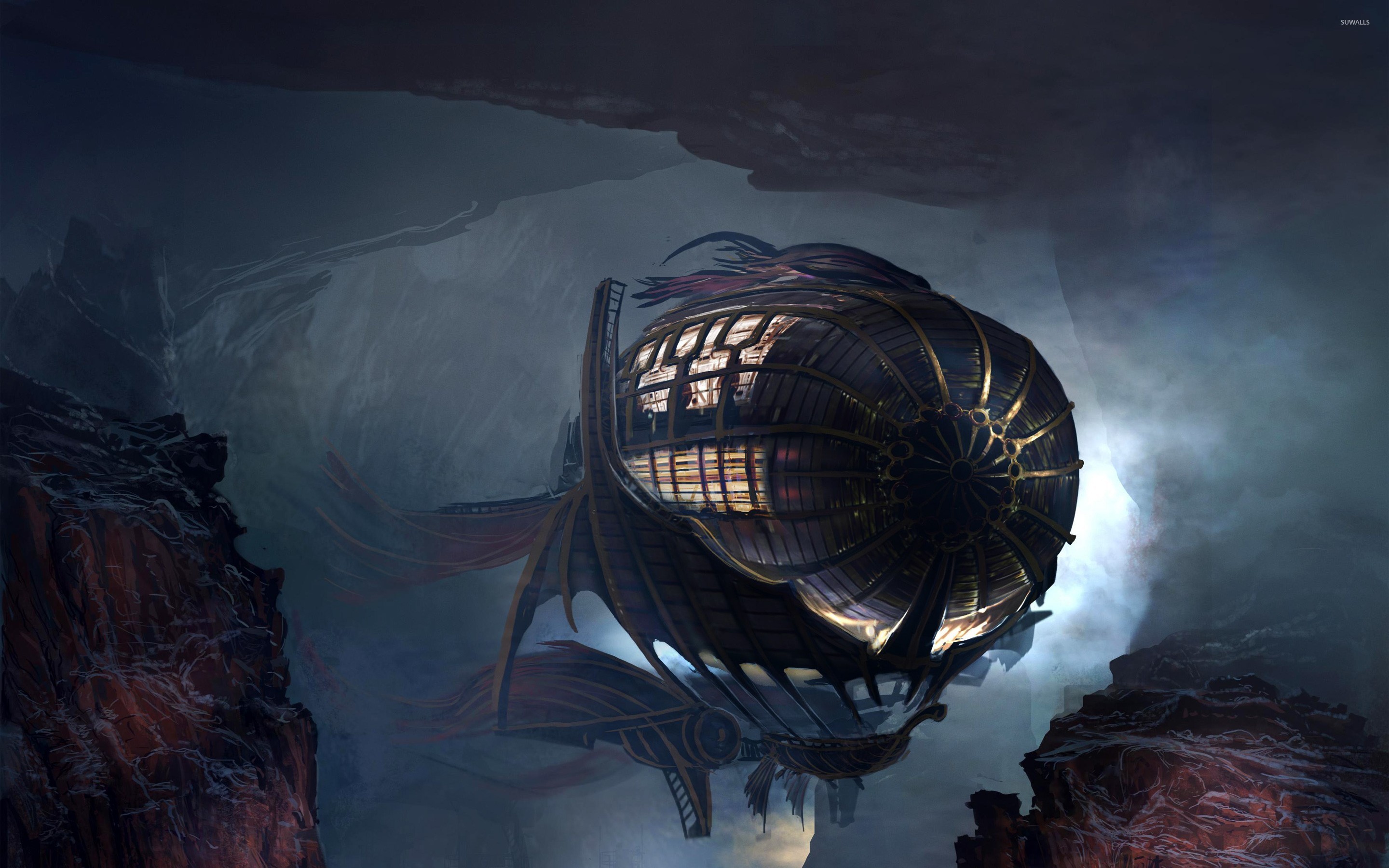 steampunk wallpaper airship