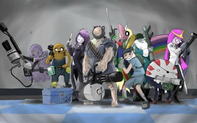 Adventure Time Team Fortress crossover wallpaper