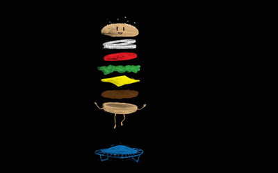 Cheeseburger on a trampoline wallpaper