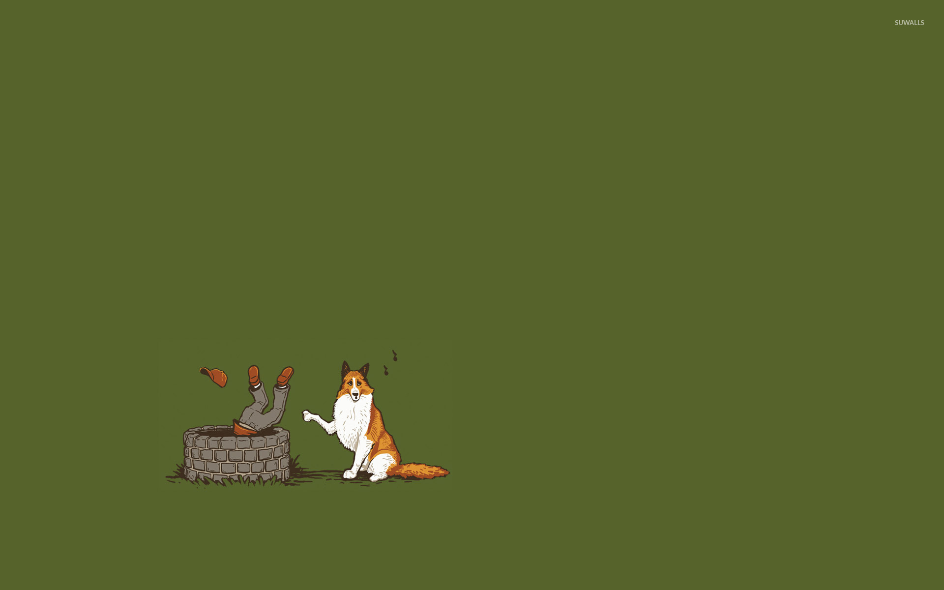 Fox pushed the hunter in the well wallpaper - Funny wallpapers - #27709