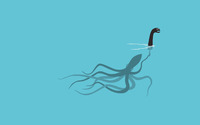 Giant squid playing as the Loch Ness Monster wallpaper 1920x1200 jpg