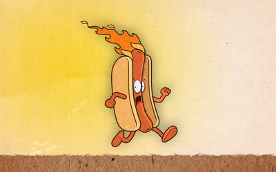 Hot dog on fire wallpaper