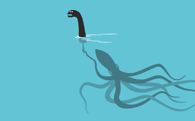 The Loch Ness monster is an octopus wallpaper