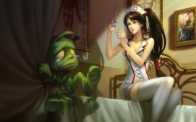 Amumu and Nurse Akali - League of Legends wallpaper