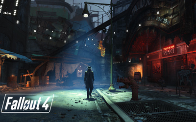 Dark street in Fallout 4 wallpaper