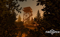 Fire lookout tower seen from the forest - Firewatch wallpaper 1920x1080 jpg