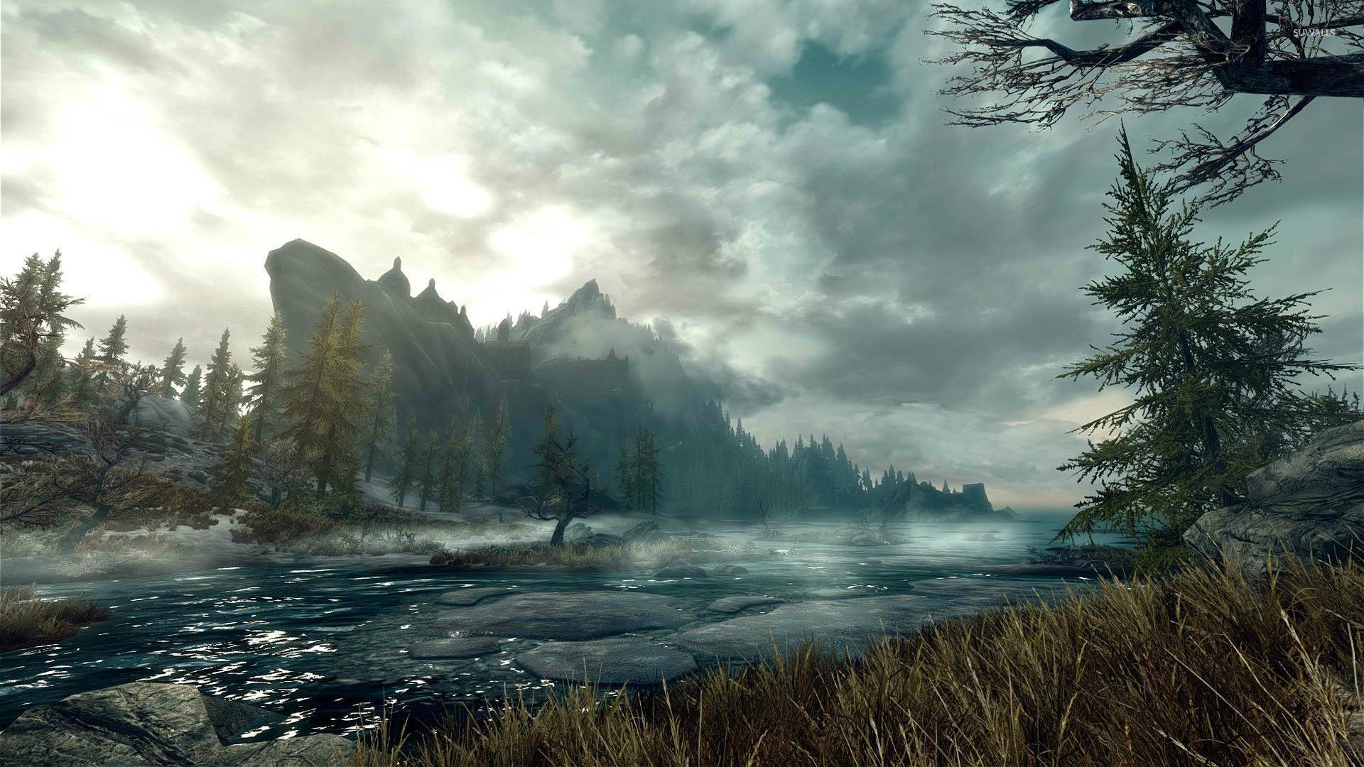 Foggy mountains in The Elder Scrolls V: Skyrim wallpaper - Game wallpapers  - #51810