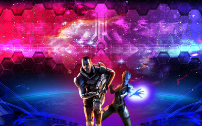 Liara T'Soni  and Commander Shepard - Mass Effect wallpaper