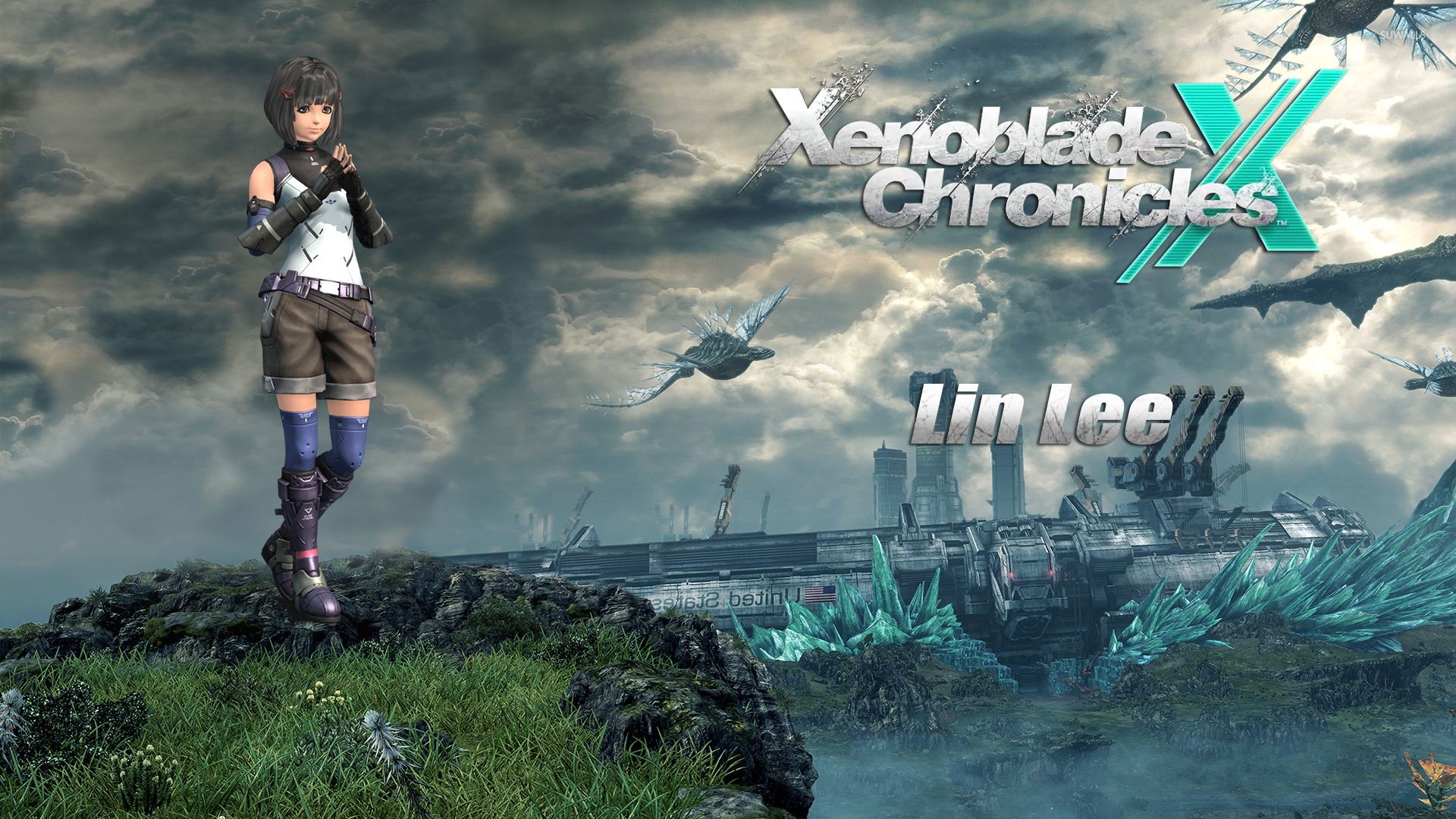 Lin Lee on a cliff - Xenoblade Chronicles X wallpaper.