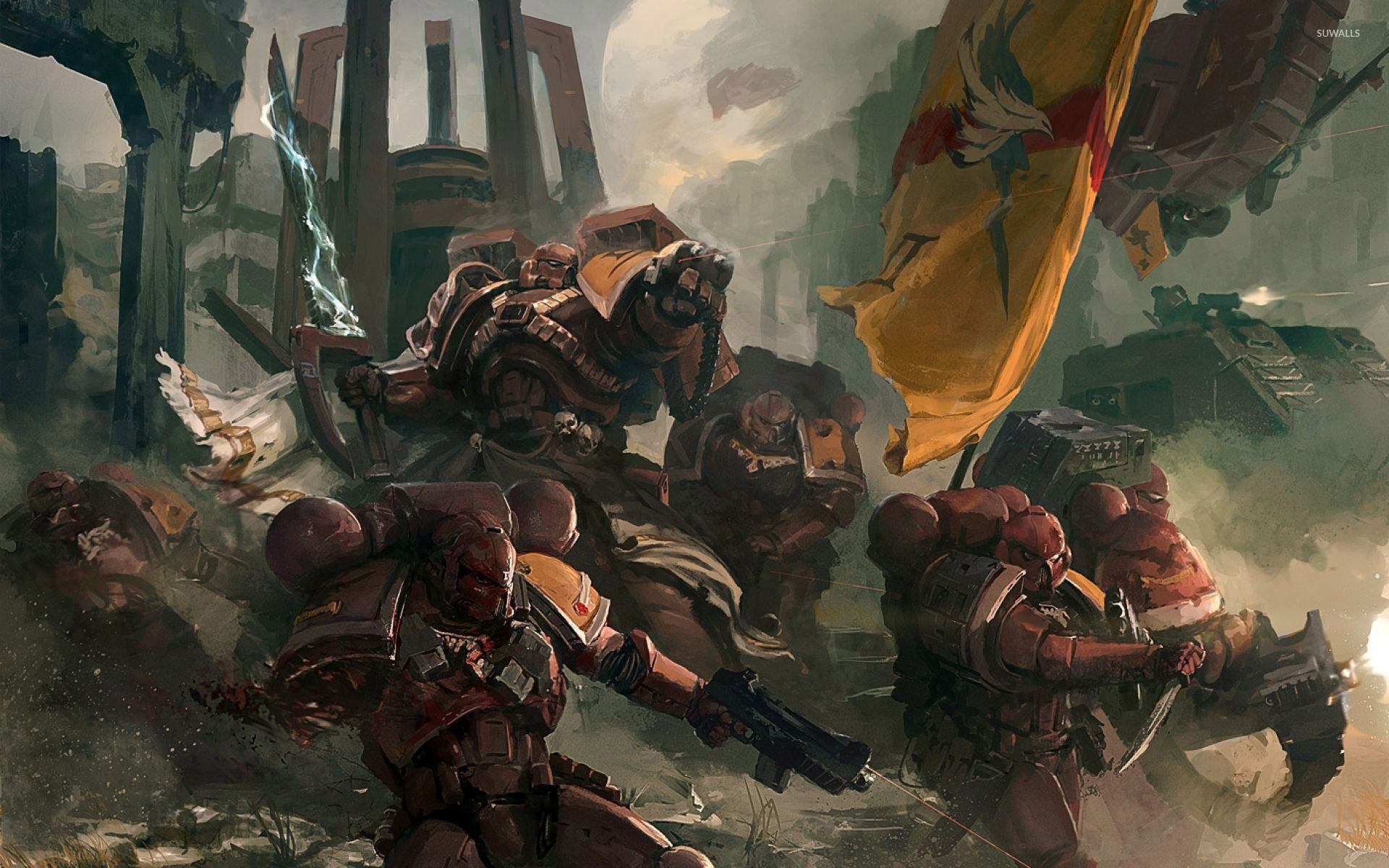 Wallpaper  Warhammer 40 000 Warhammer 30 000 black Adeptus Custodes  gold yellow blue red cape spear gun sword bolter science fiction  power armor 2262x3000  JustJon  2193177  HD Wallpapers  WallHere