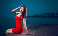 Asian girl in a red dress wallpaper 1920x1200 jpg