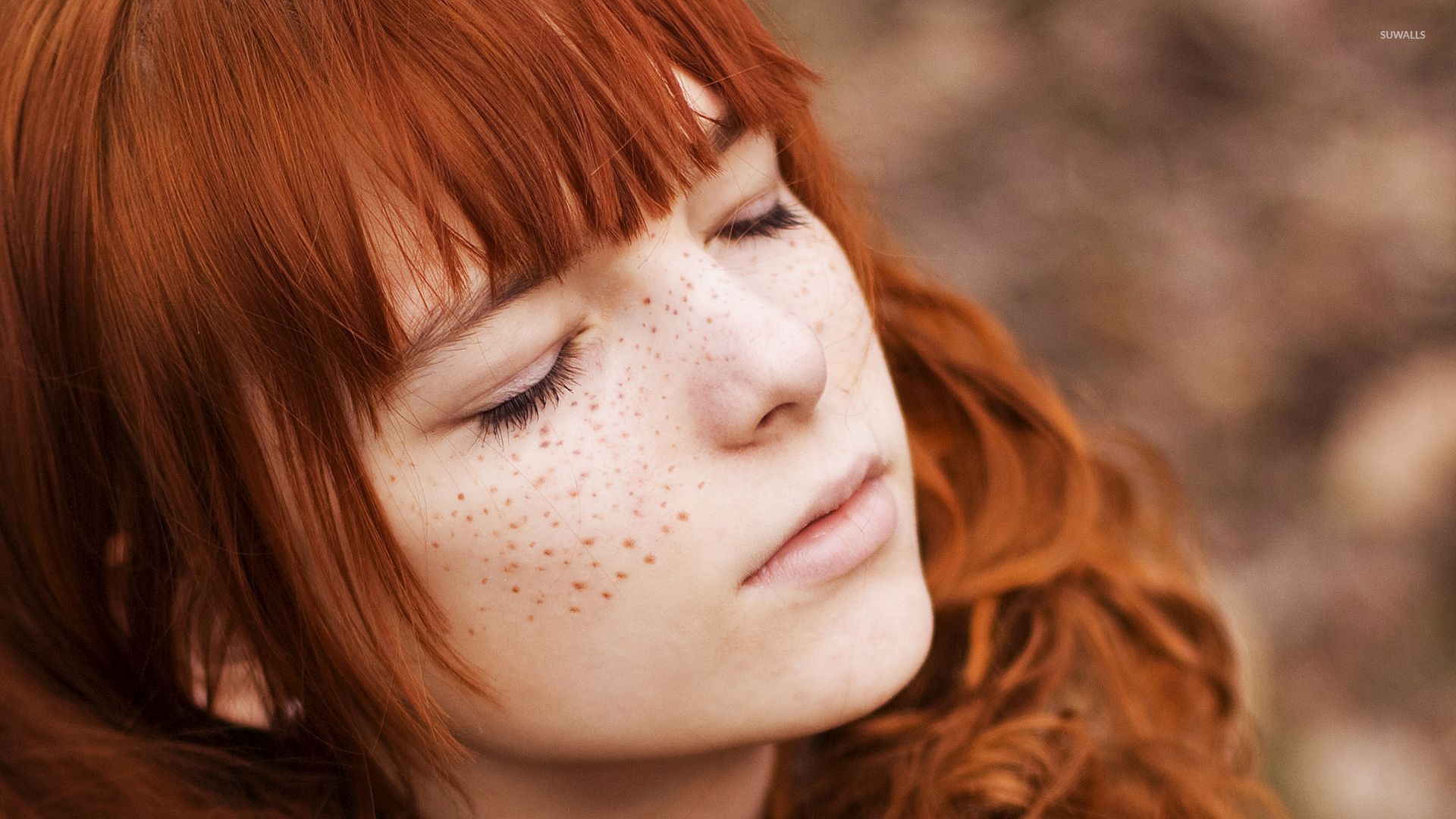 Cute Redhead With Closed Eyes Wallpaper Girl Wallpapers 54487