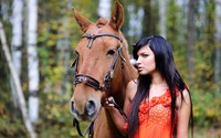 Girl with her horse in the forest wallpaper 2560x1600 jpg