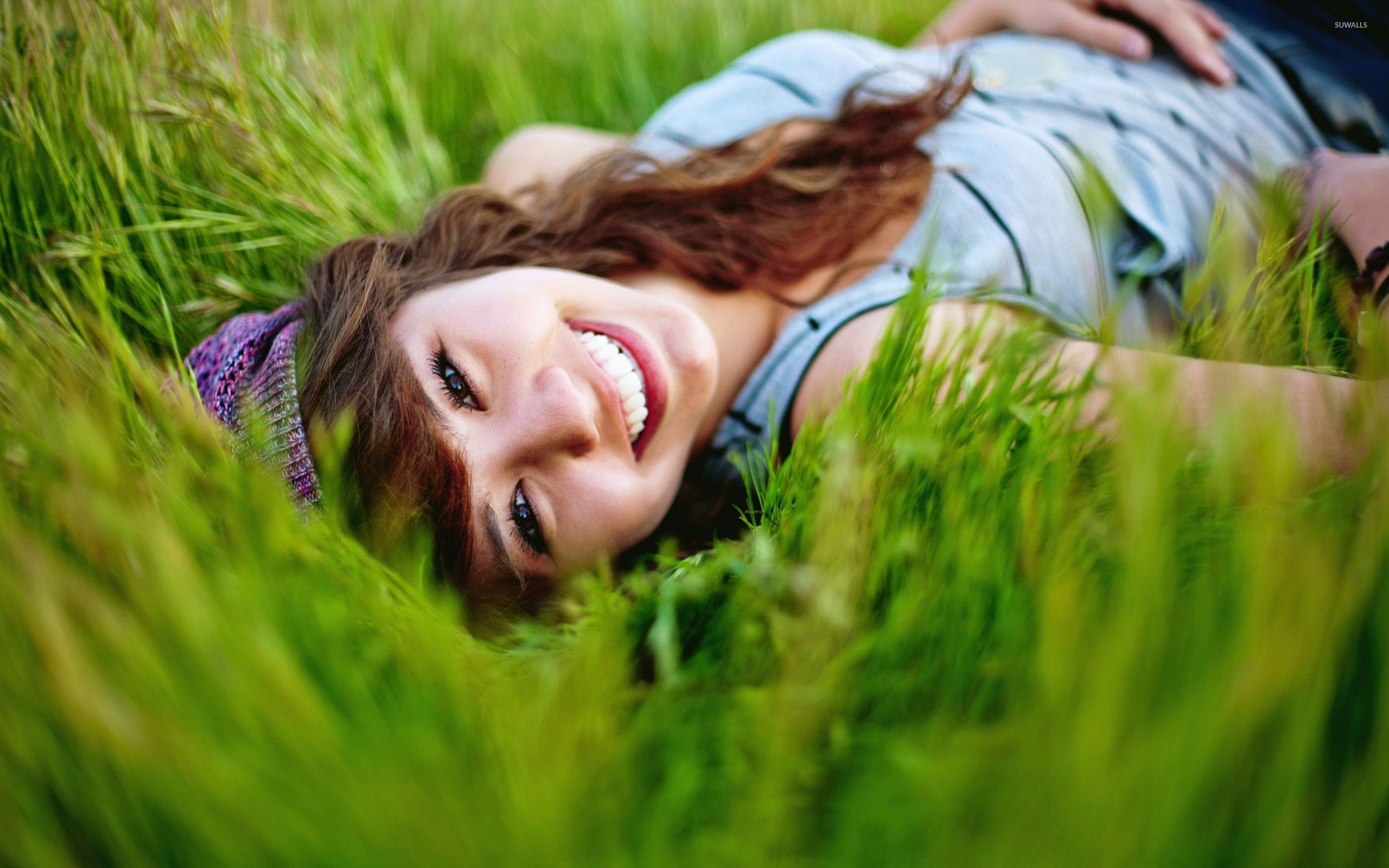Happy girl in the grass wallpaper - Girl wallpapers - #28859