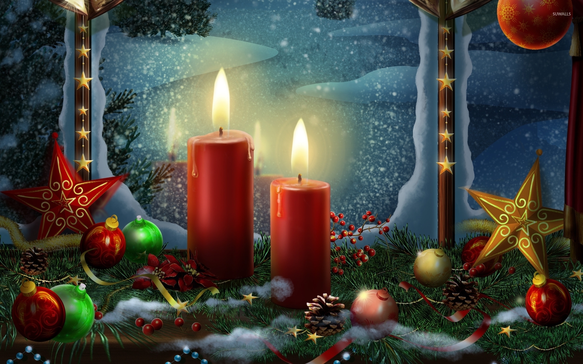 Christmas decoration in the window wallpaper - Holiday wallpapers - #50384